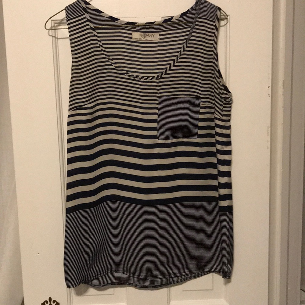 Romy Blue and white striped tank top